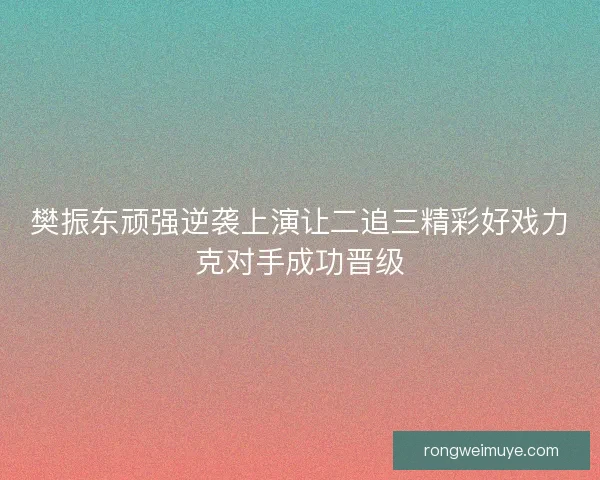 樊振东顽强逆袭上演让二追三精彩好戏力克对手成功晋级