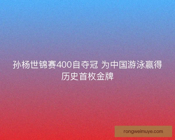 孙杨世锦赛400自夺冠 为中国游泳赢得历史首枚金牌