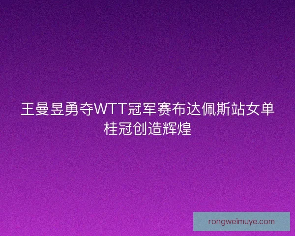 王曼昱勇夺WTT冠军赛布达佩斯站女单桂冠创造辉煌